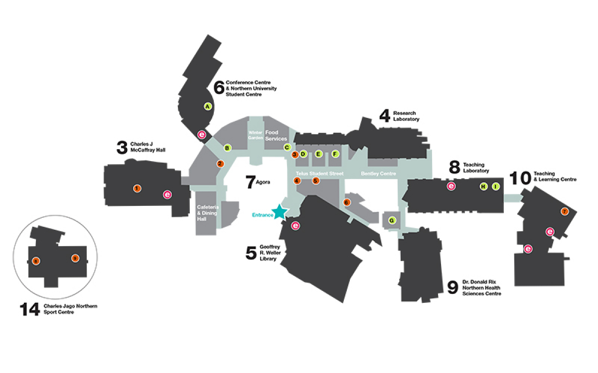 Detailed UNBC Prince George Campus Map