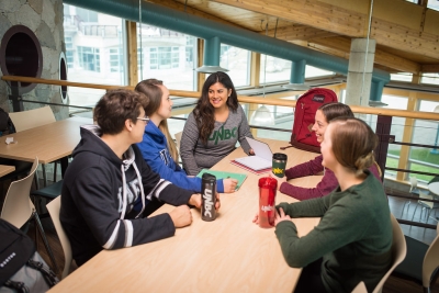 UNBC Students social upstairs in Agora Hall