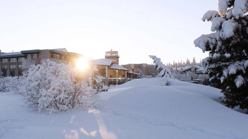 Snowy day at UNBC Prince George campus