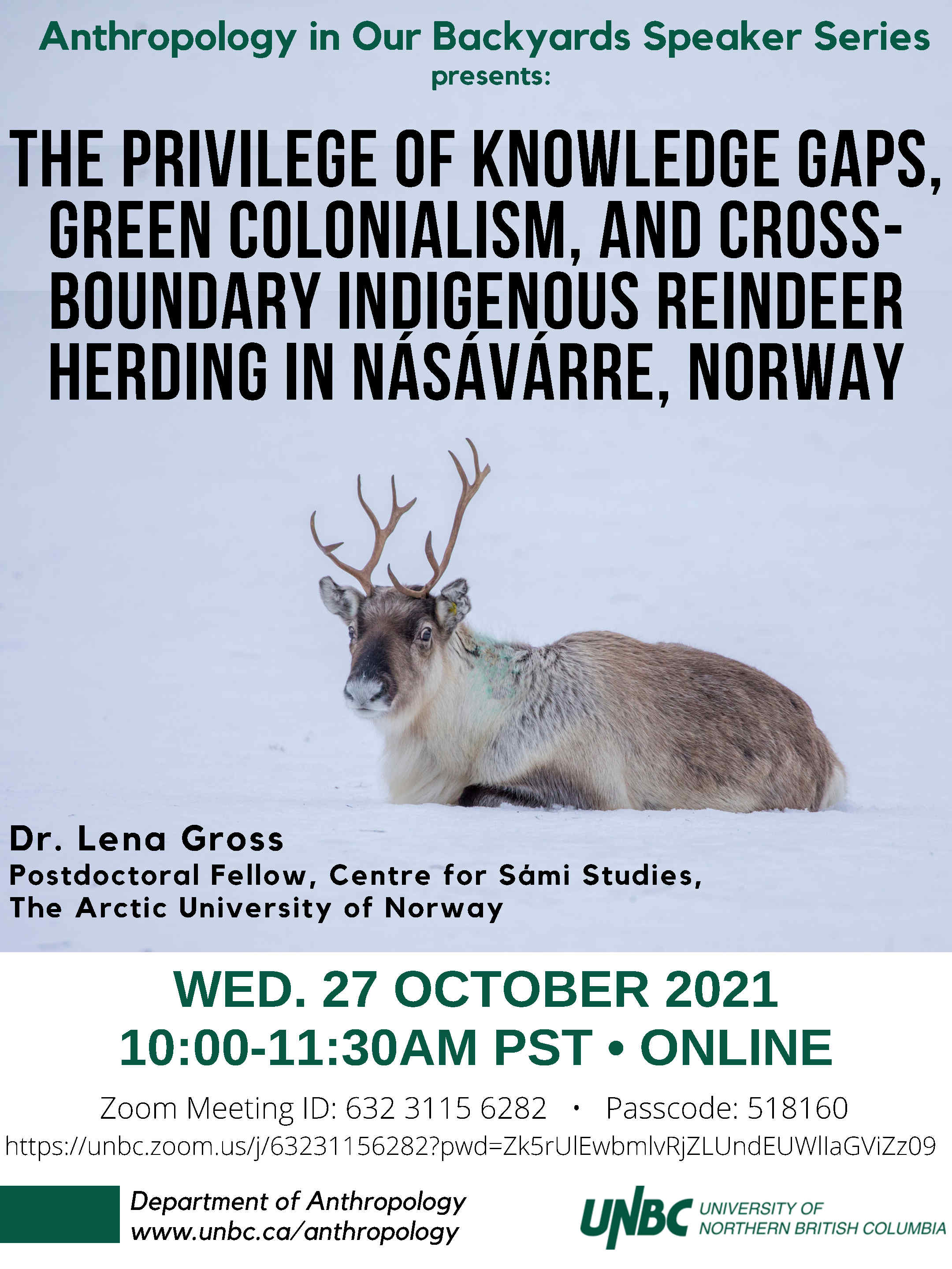 Dr. Lena Gross, Postdoctoral Fellow, Centre for Sami Studies