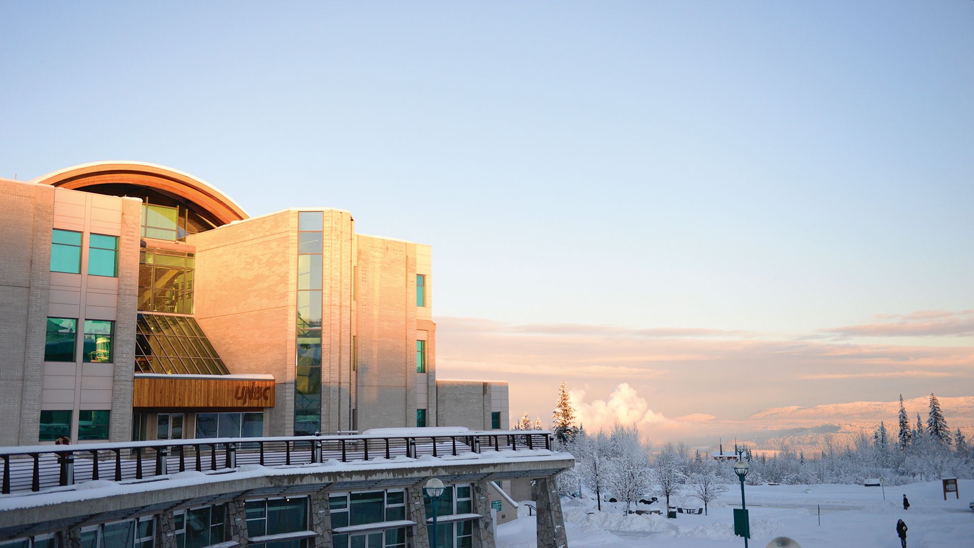 UNBC Library in the Snow