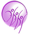 A circle purple logo with three stick human shapes. Their arms are outstretched to either side and the shapes appear to be dancing.