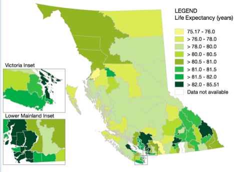 Life Expectancy at Birth for the Total BC Populations