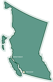 Map of the relative location of Calvert Island