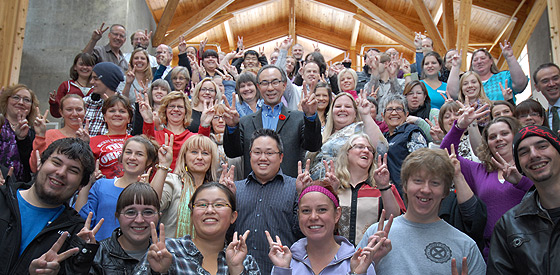 Student, staff and faculty celebrate UNBC's Maclean's ranking results.