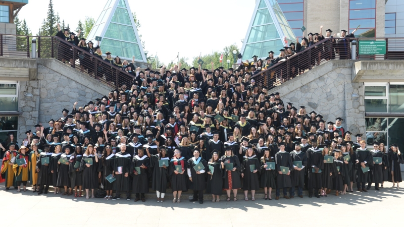 Graduating class on the ceremonial stairs