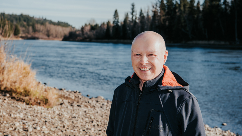 Dr. Stephen Déry along the shores of the Nechako River