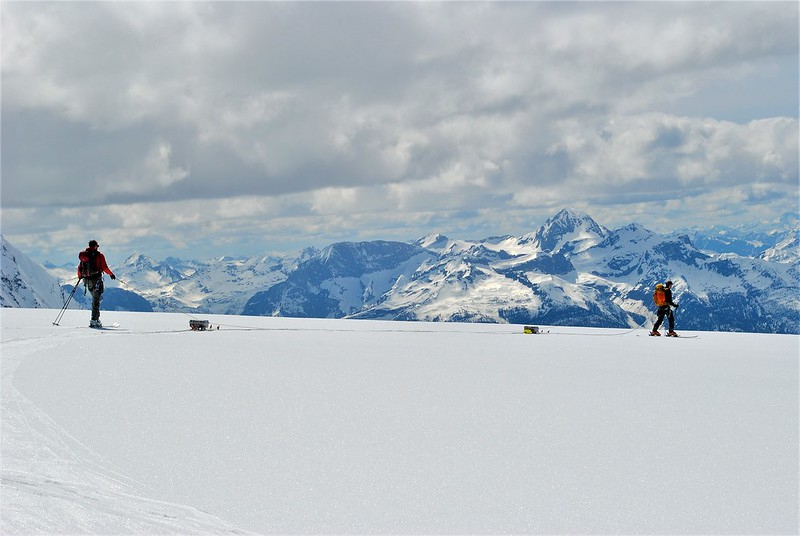Jill Pelto photo: Researchers took radar measurements while towing the radar high on the Conrad Glacier, south of Golden, B.C. The ice thickness was around 200 metres.
