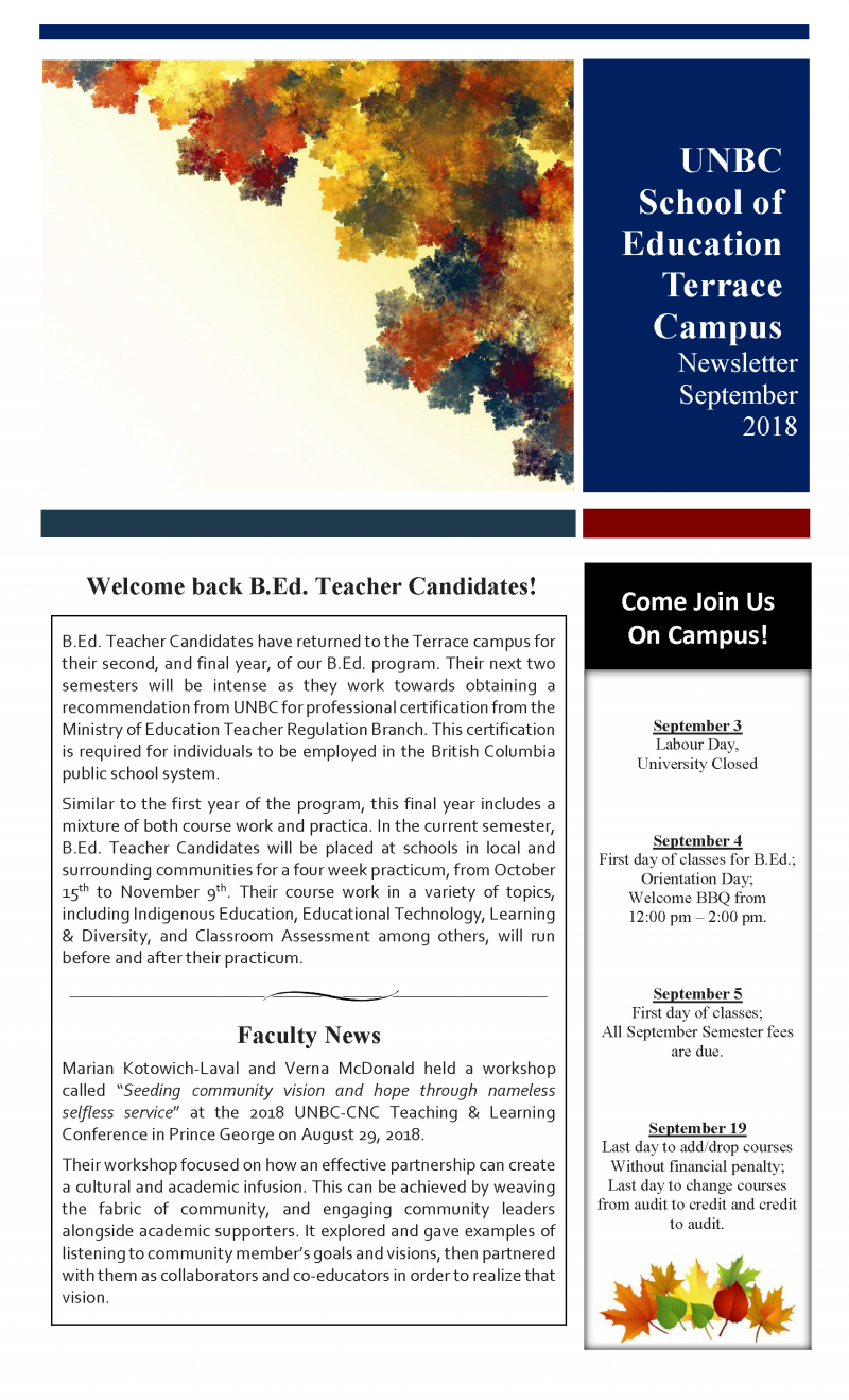 School of Education - September 2018 Edition (Page 1/2)