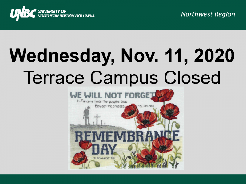 UNBC Terrace Campus Closed - November 11, 2020