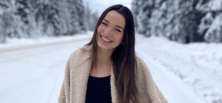 MPT-N student Georgia Grenier outside in the snow.