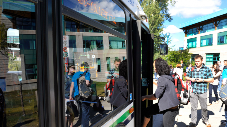 bus on UNBC campus
