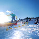 Every winter students build ramps and slopes for boarders to show their stuff, right on campus.
