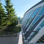 Looking along the roof line of UNBC's Student Services Street.