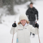 Student Amy Knoll enjoys a ski on one of the campus trails.