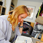 Becky Dochstader studies in her room in the UNBC residences.
