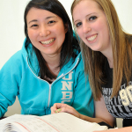 Students Sayaka Hagan and Krista Ediger. 