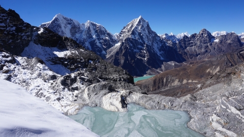 Tobuche (left) and Tabuche (right) peaks in the Khumbu Valley, Nepal Himalaya.