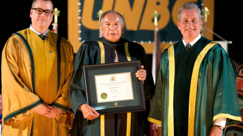 Dr. Leroy Little Bear received his honorary degree from UNBC in 2016.